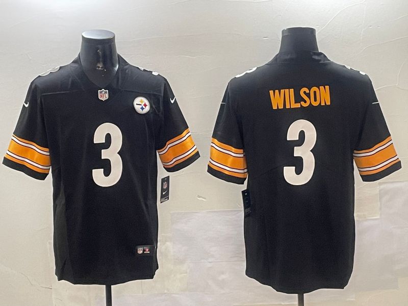 Men Pittsburgh Steelers #3 Wilson Black Second generation 2024 Nike Limited NFL Jersey style 0104->pittsburgh steelers->NFL Jersey